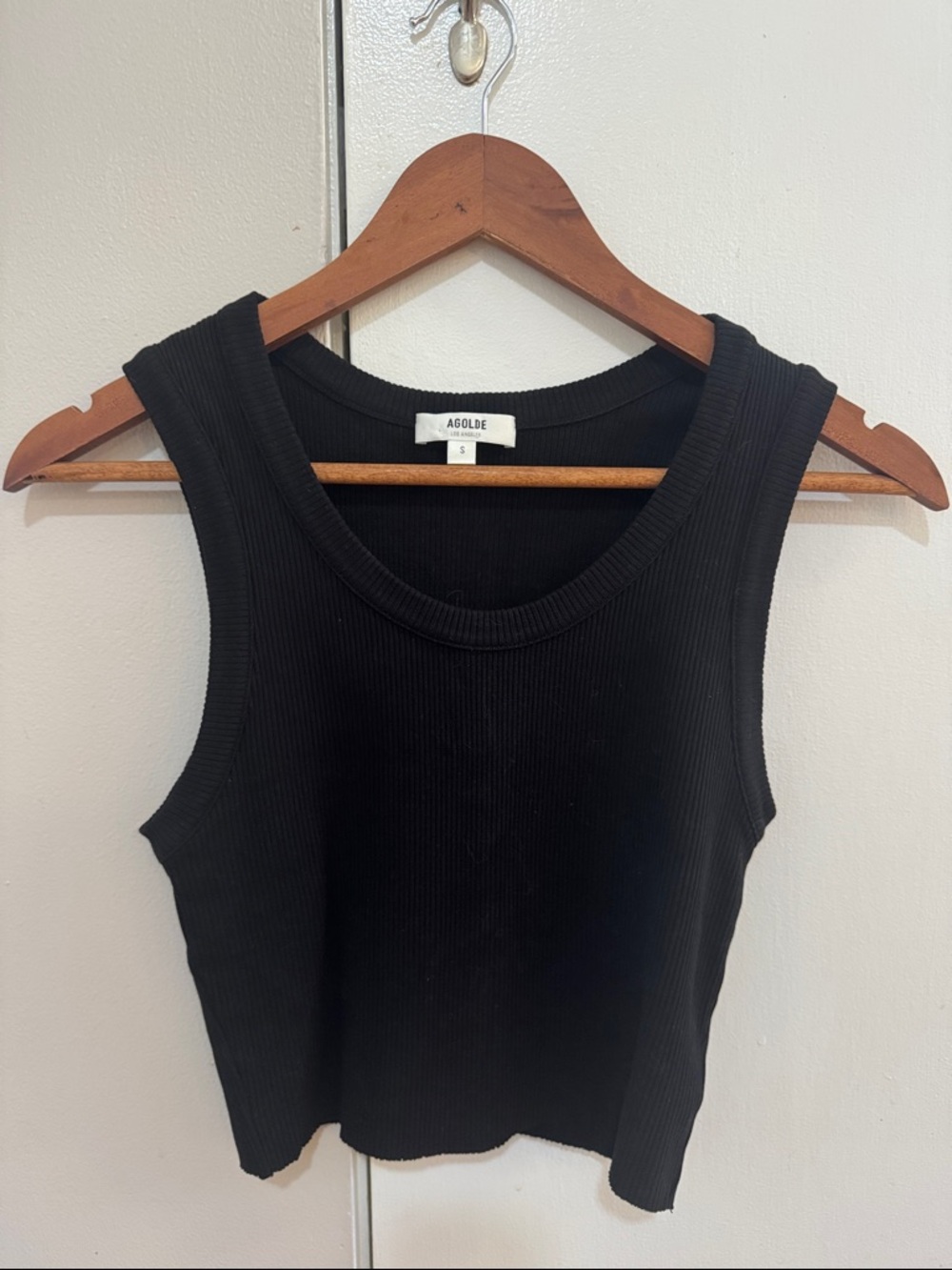 Agolde Black Ribbed Cropped Tank
